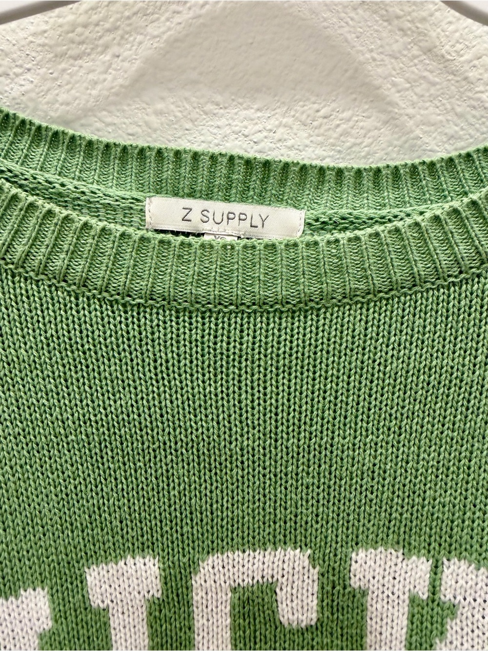 Z Supply Lucky Green Cropped Knit Sweater - Picture 2 of 4
